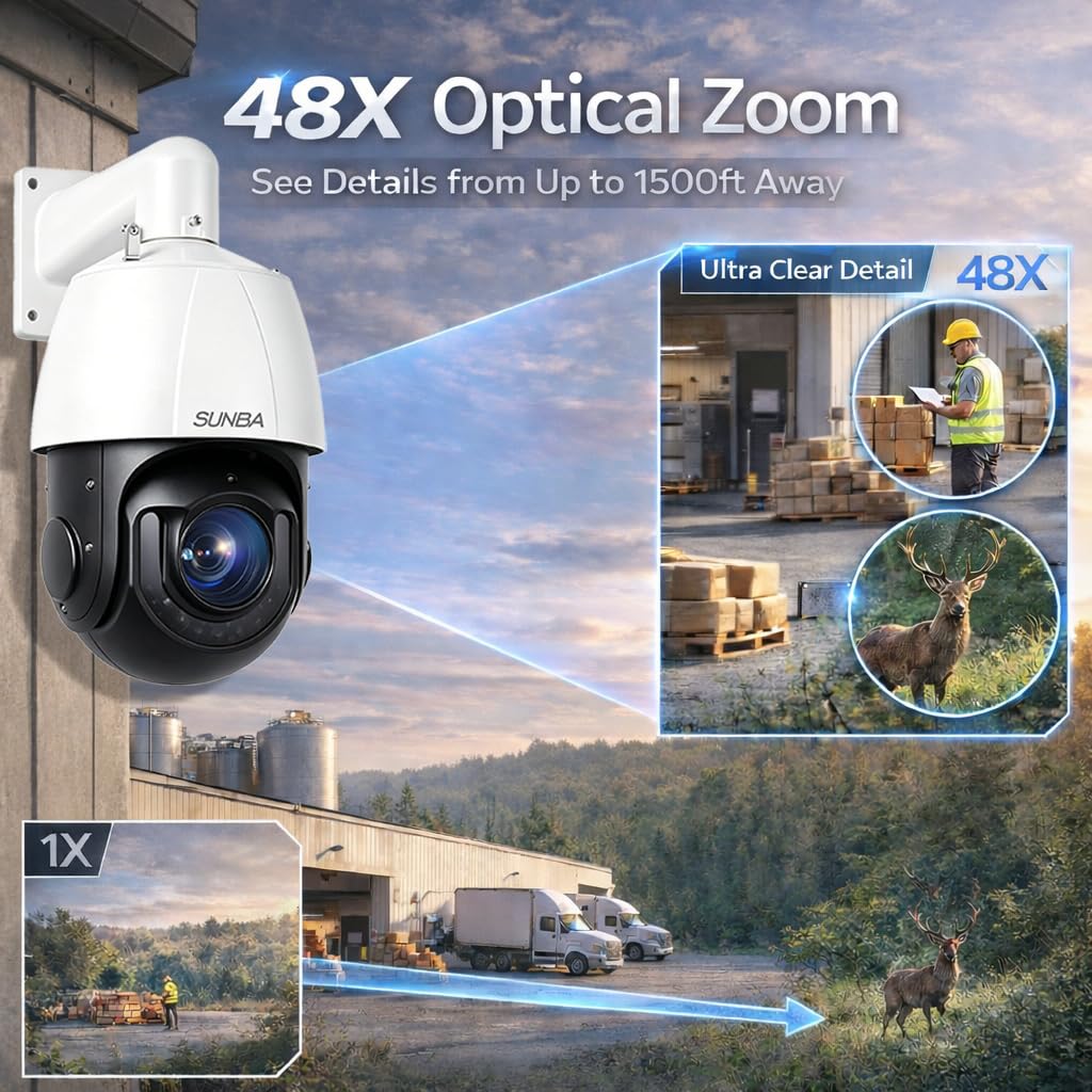 Amazon.com : SUNBA High Speed 5MP Outdoor PTZ POE+ AI IP Camera